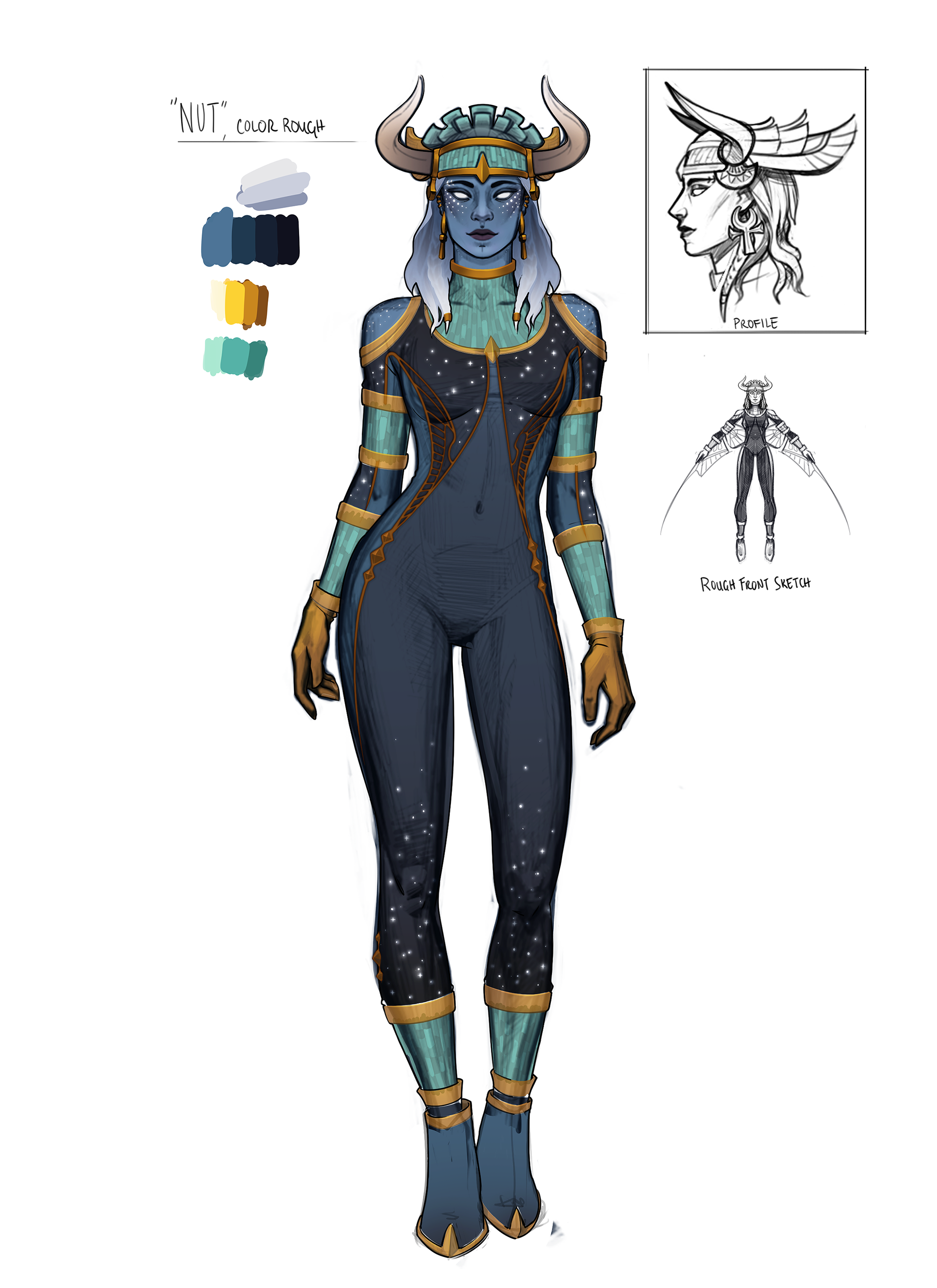 Defining the front view and color pallet for this character.