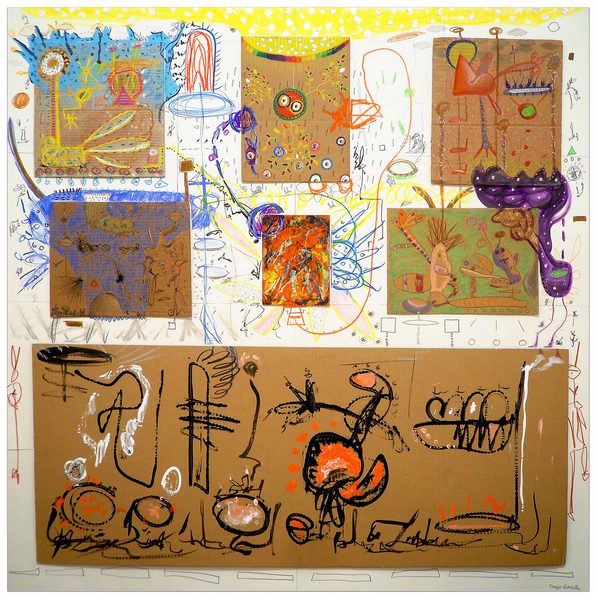 A mi Responsable: Fragmentos Visuales de un Universo, 2014. técnica mixta sobre papel 170 x 170 cm.