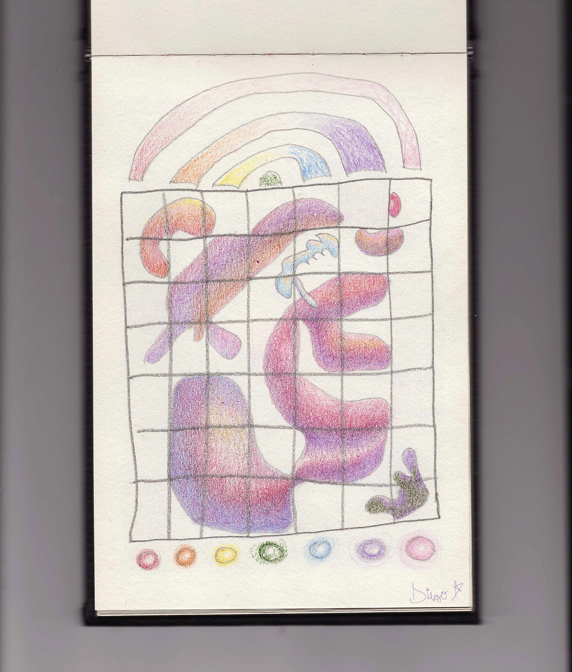 anomalía plasmoide nr. 2, 2024. arte autómata. lápices de color sobre papel libre de ácido. 14 x 20.7 cm.