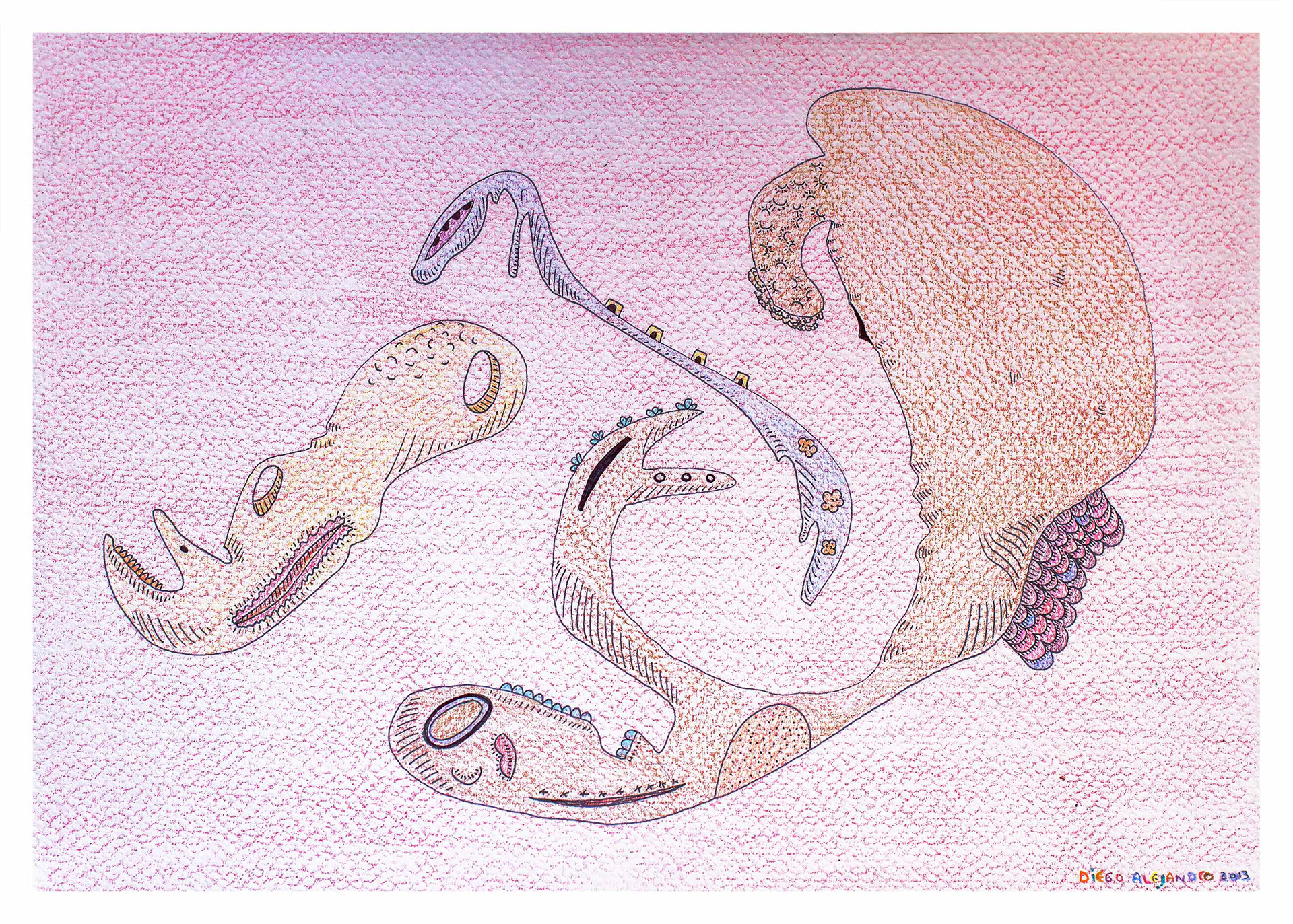 anomalía plasmoide nr. 15, 2013. arte autómata. lápices de color sobre papel. 15 x 20 cm.