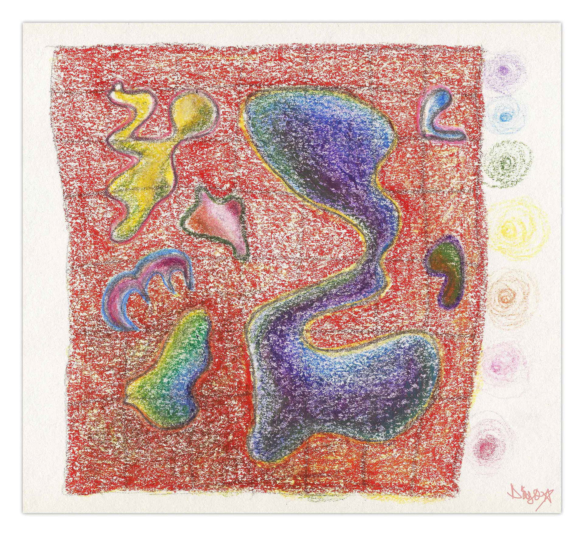 anomalía plasmoide nr. 11, 2024. arte autómata. lápices de color sobre papel libre de ácido. 14 x 16 cm.