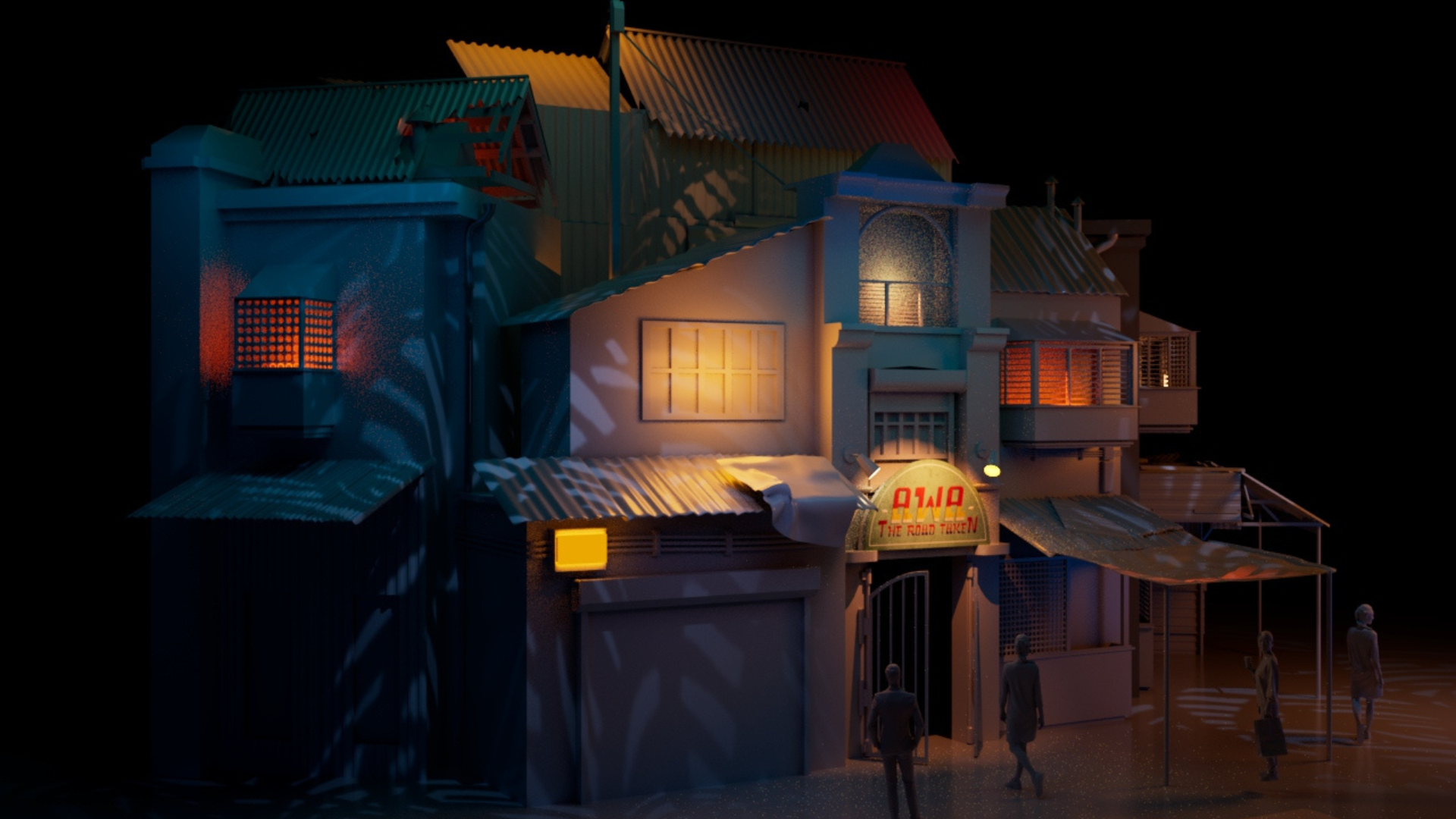 Facade for Awa: The Road Taken 3D modeled in Autodesk Maya and rendered using Arnold Renderer.