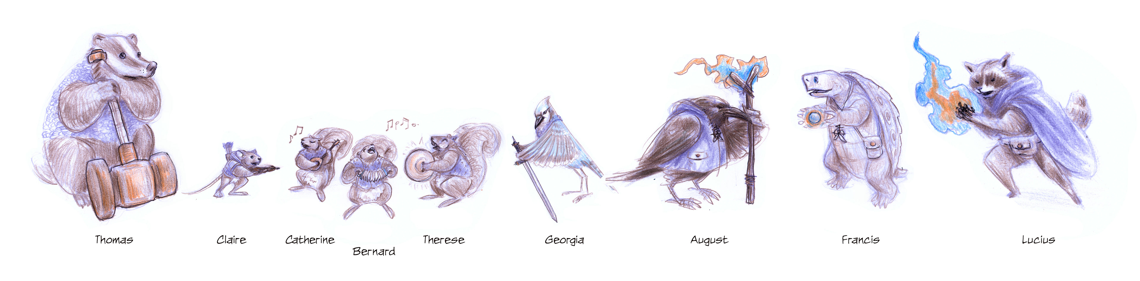 The Saplings - character lineup - pencil