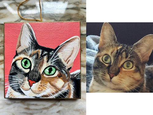 Coral on 4x4 wrapped canvas ornament