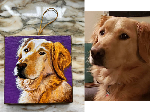 Lady on 4x4 wrapped canvas ornament