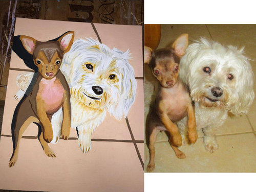 Taco & Payton on 8x10 flat canvas