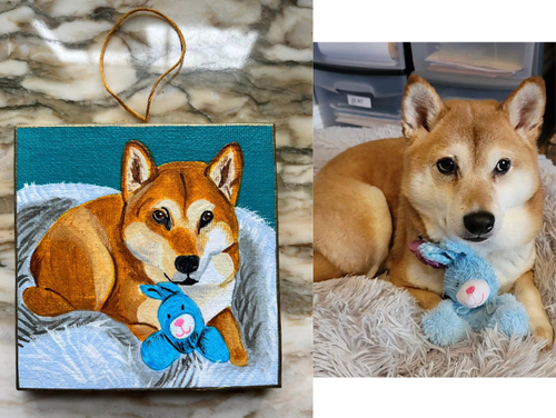 Kiki on 4x4 wrapped canvas ornament