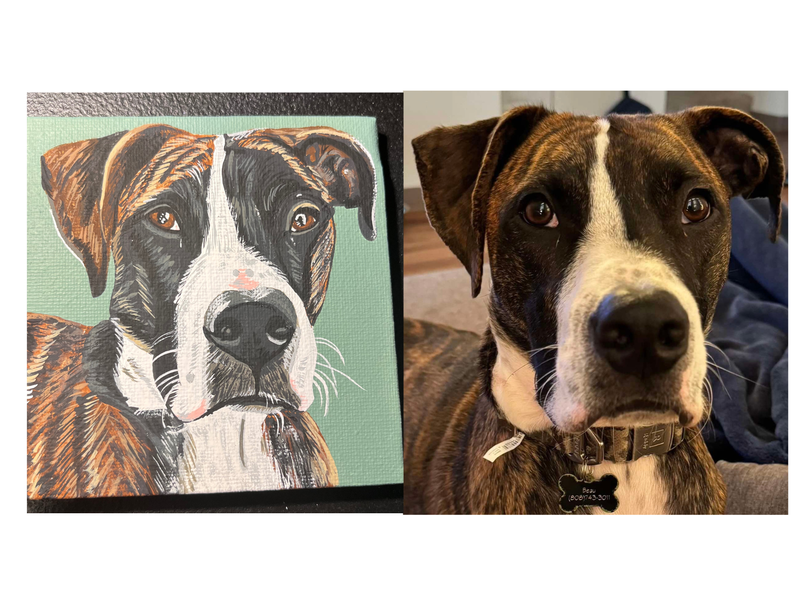 Beau on 4x4 wrapped canvas ornament