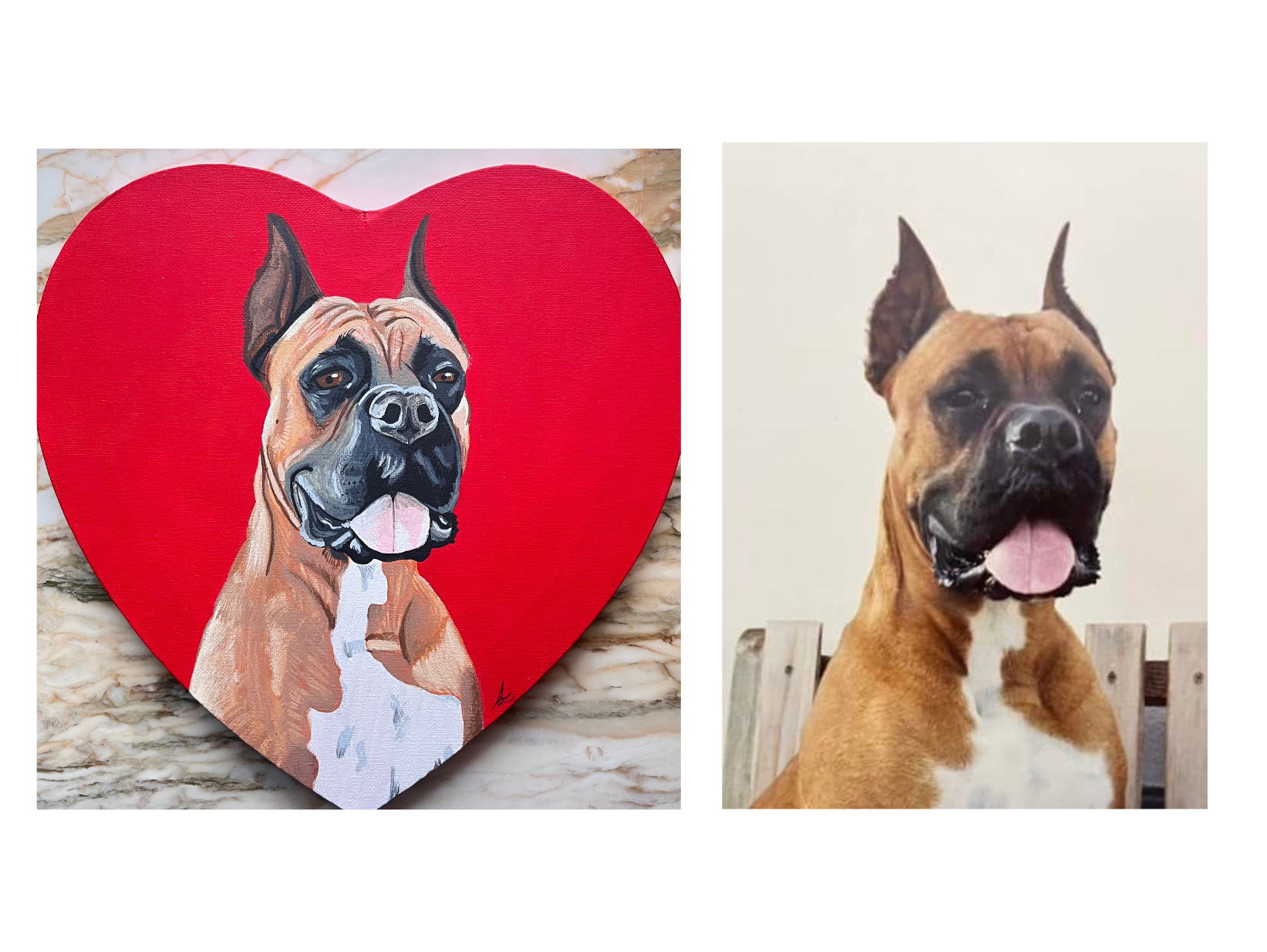 Roscoe on 12x12 heart wrapped canvas