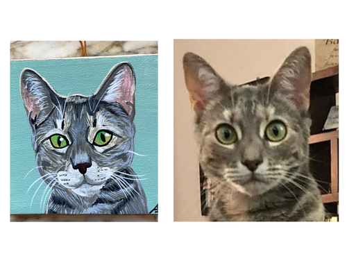 Mishi on 4x4 wrapped canvas ornament