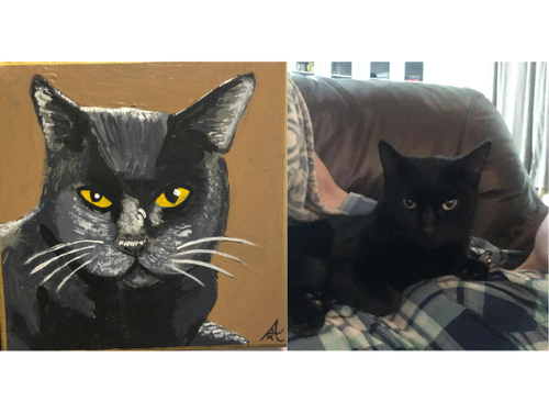 Binx on 4x4 wrapped canvas ornament