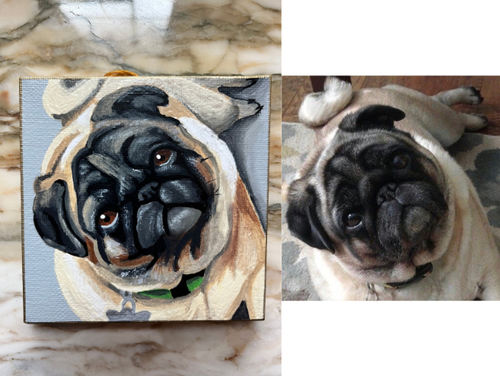 Pepper on 4x4 wrapped canvas ornament