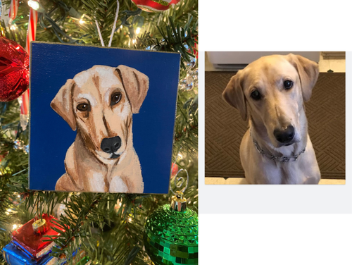 Phoebe on 4x4 wrapped canvas ornament