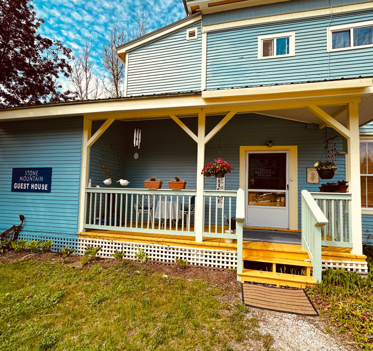side entrance and sitting area