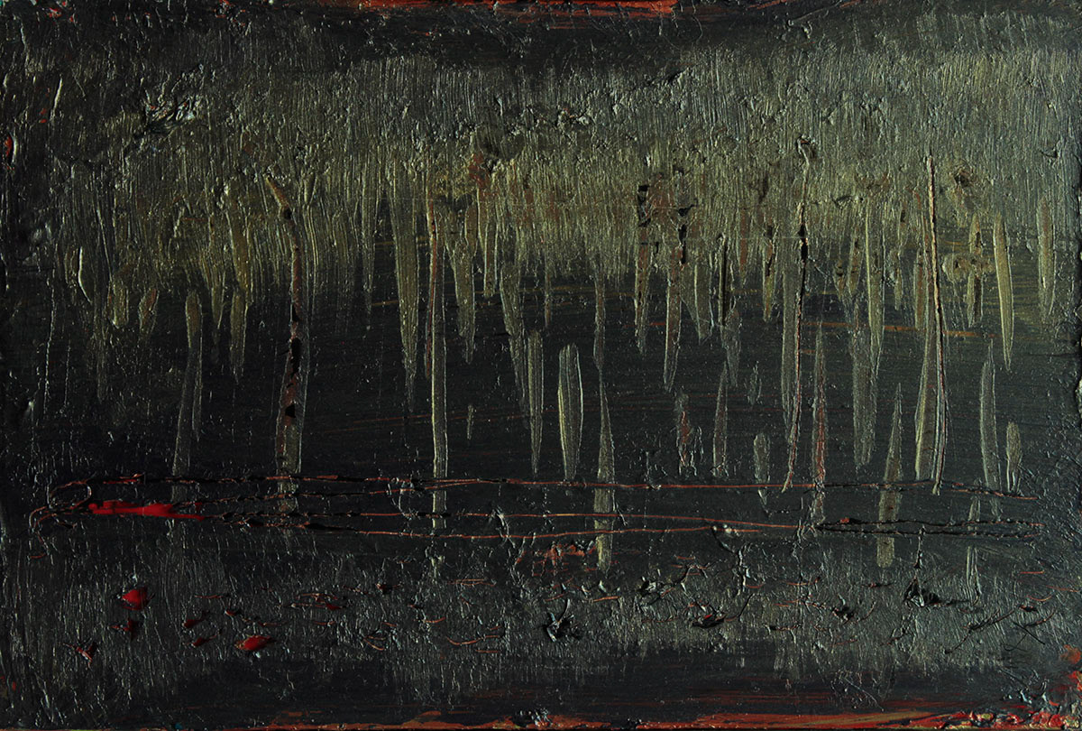 Lluvia en el bosque, 2021. Acrylic on acrylic sheet, 24x16 cm, 100 €