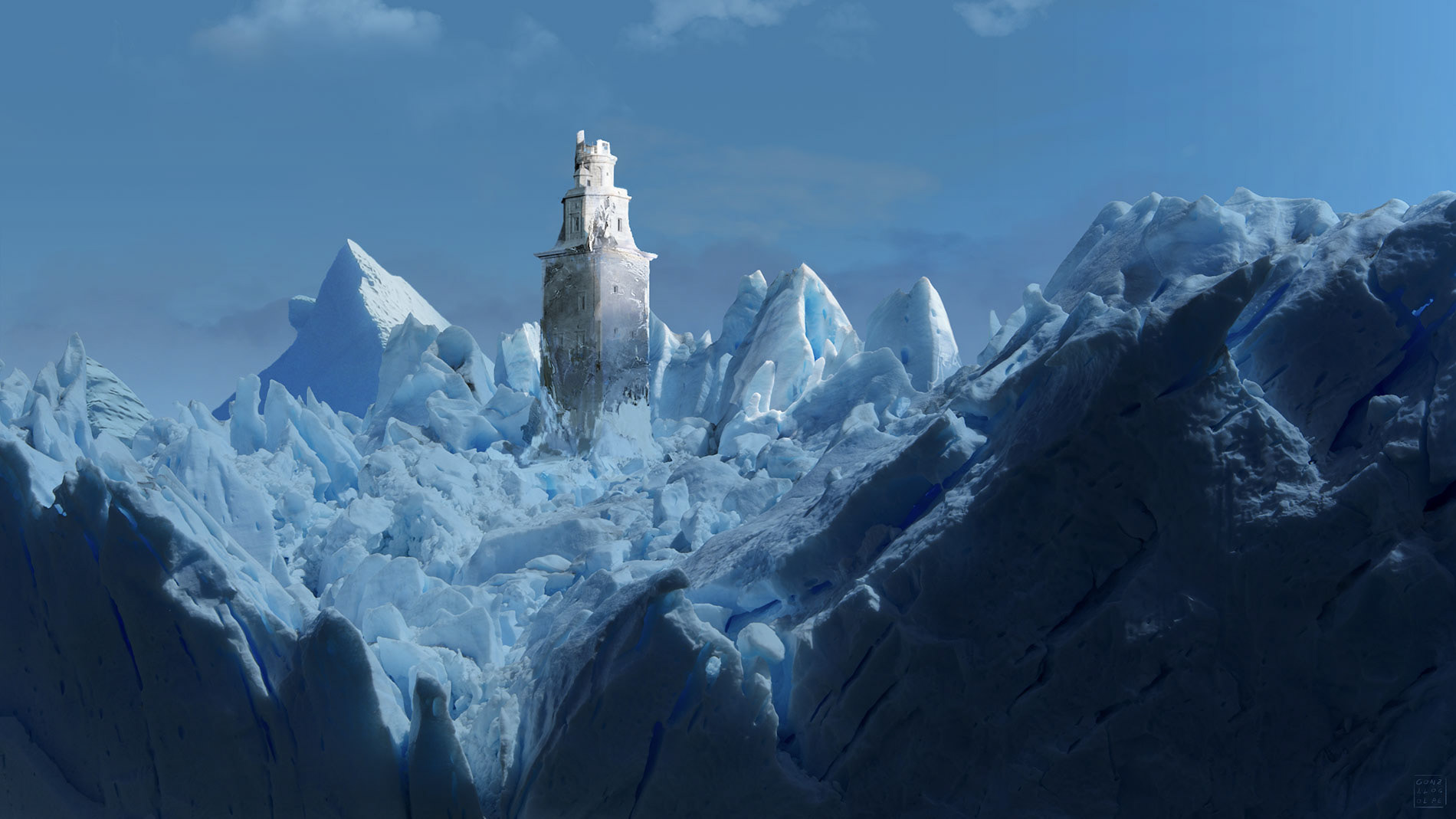Tower of Hercules glaciation - Matte Painting
