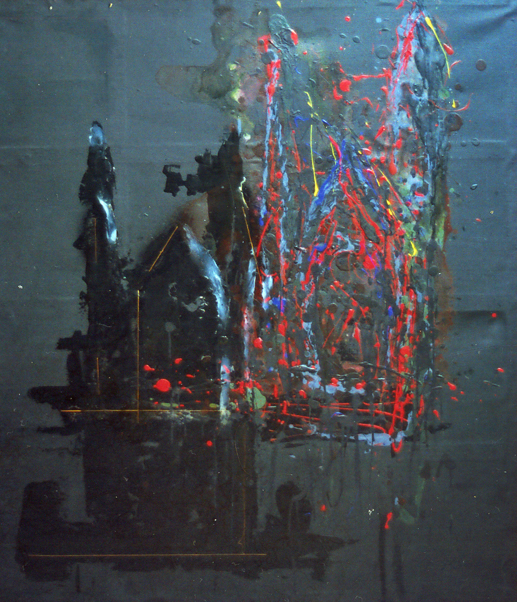 Cathedral, 2004. Plastic paint, thread and silicone on canvas, sold
