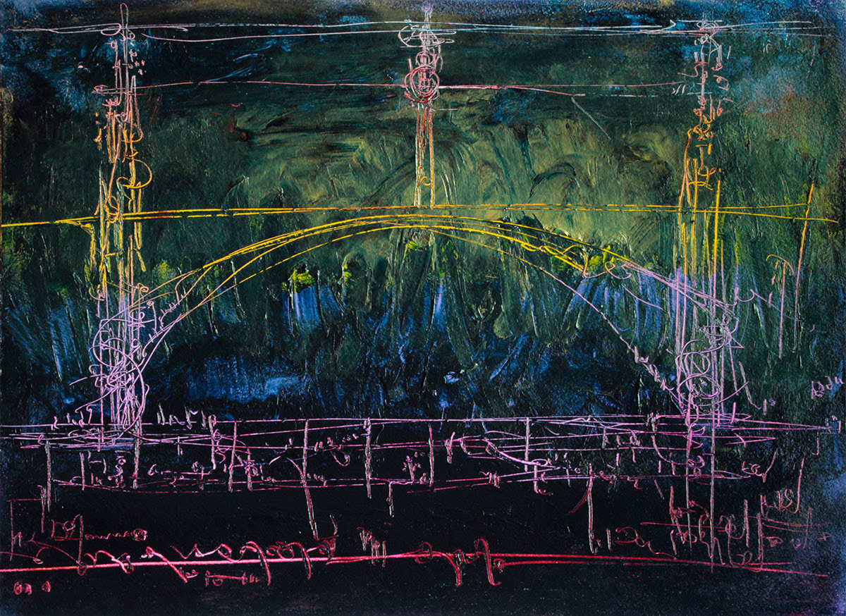 Puente, 2021. Acrylic on paper, 41x31 cm, 150 €