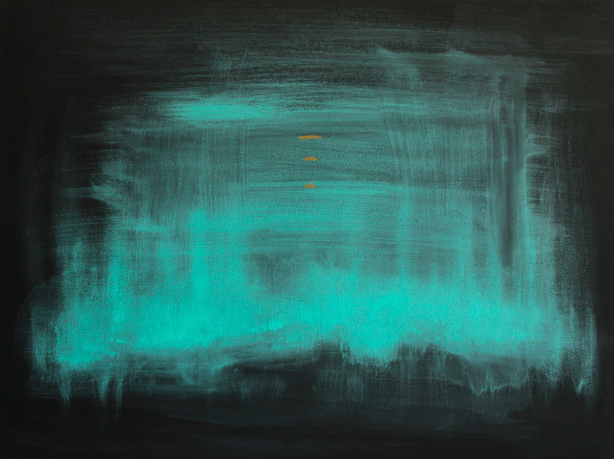 Northern Lights, 2020. Acrylic on paper, 61x46 cm, 170 €