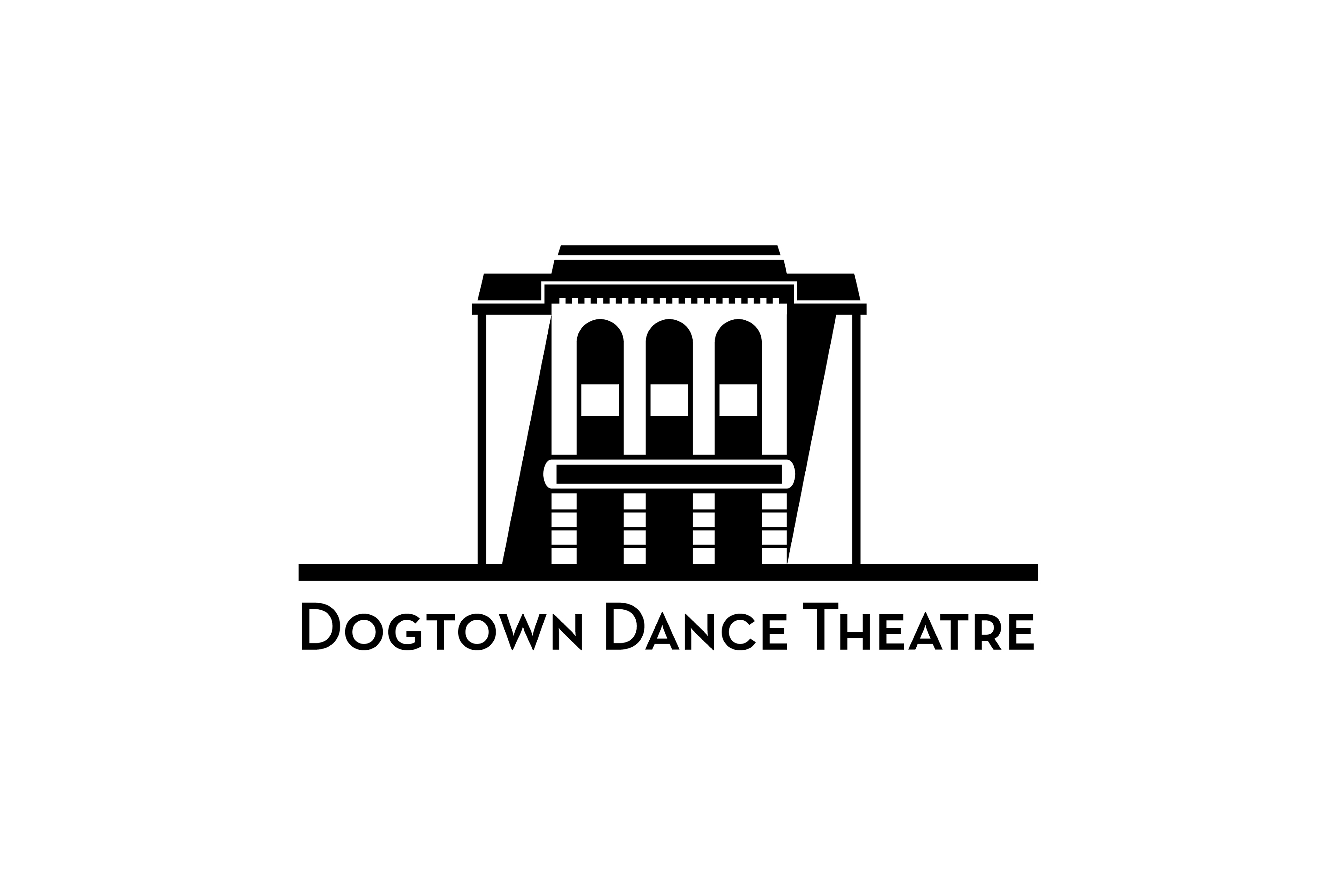 Point and Counterpoint. Stylized logo of Theatre’s facade juxtapositioned with fluid and kinetic DANCE images and illustrations.
