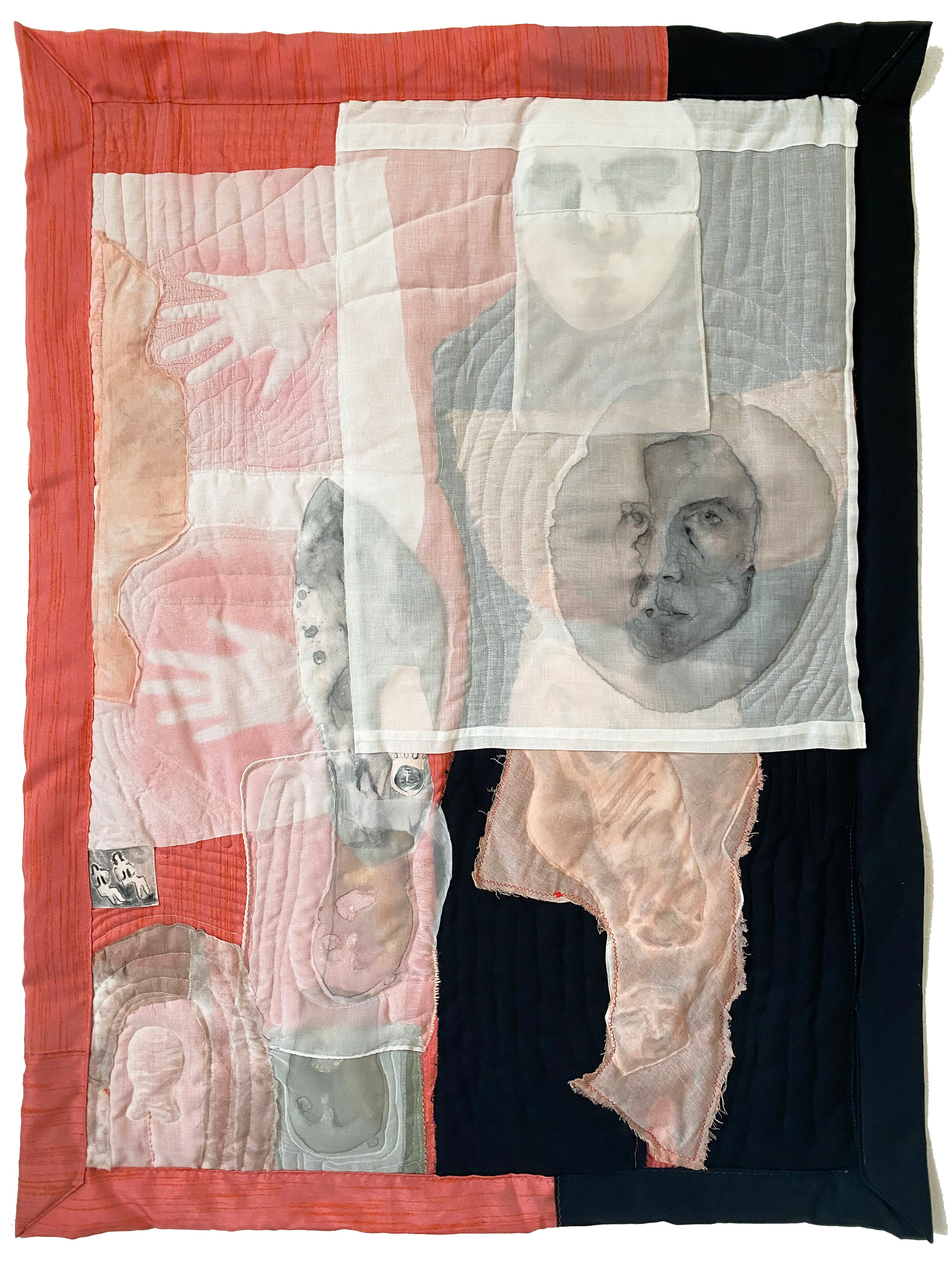 Veils, 130cm x 98cm, mixed media quilt, 2020 - white background