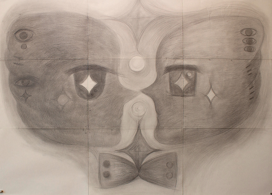 < I butterfly You series – One heart > Pencil on paper 2022