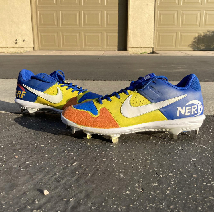 "Nerf OR Nothin'" Custom Painted Nike Baseball Cleats