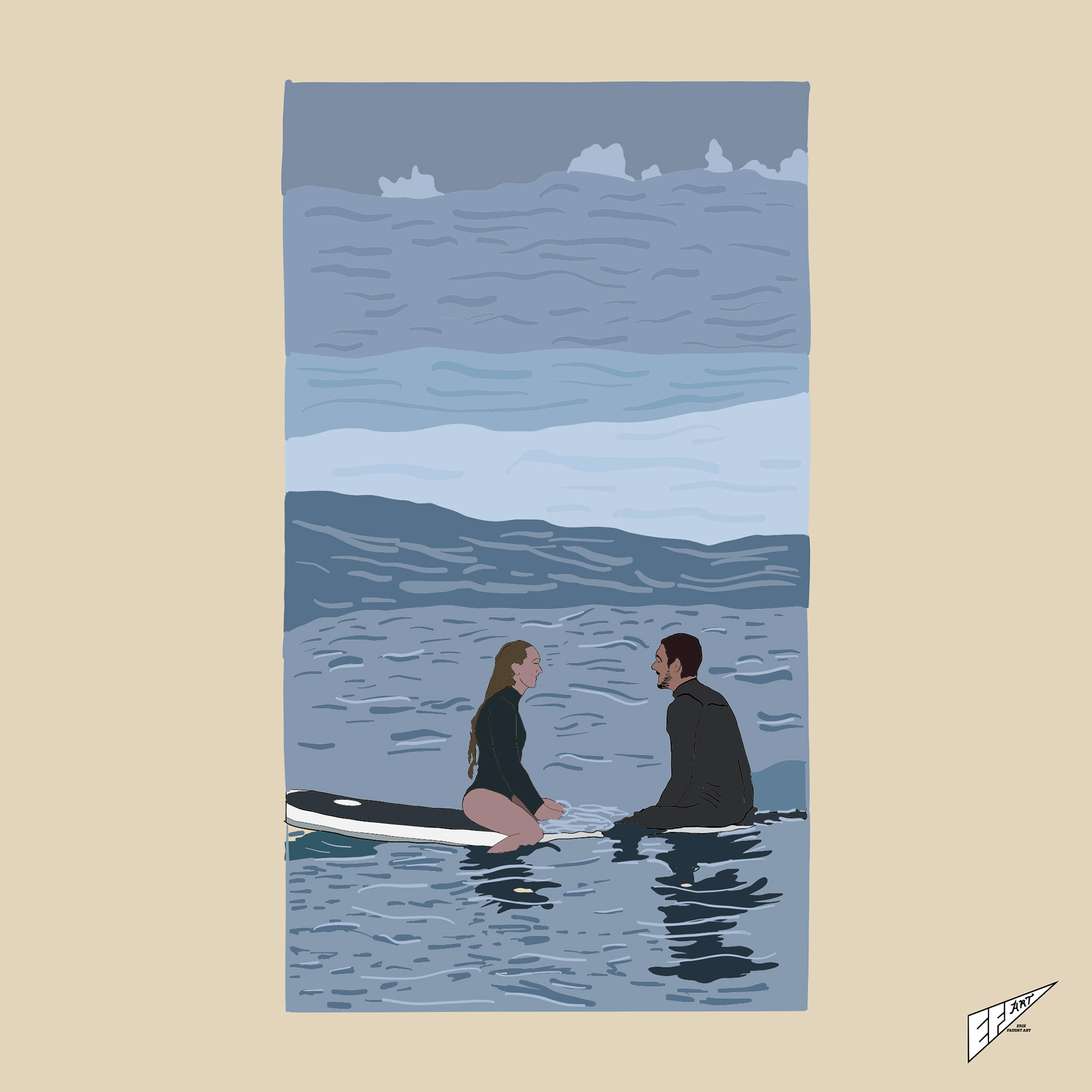 "Lovers On The Surf"(2024) - Listed Price(Framed): $1,000