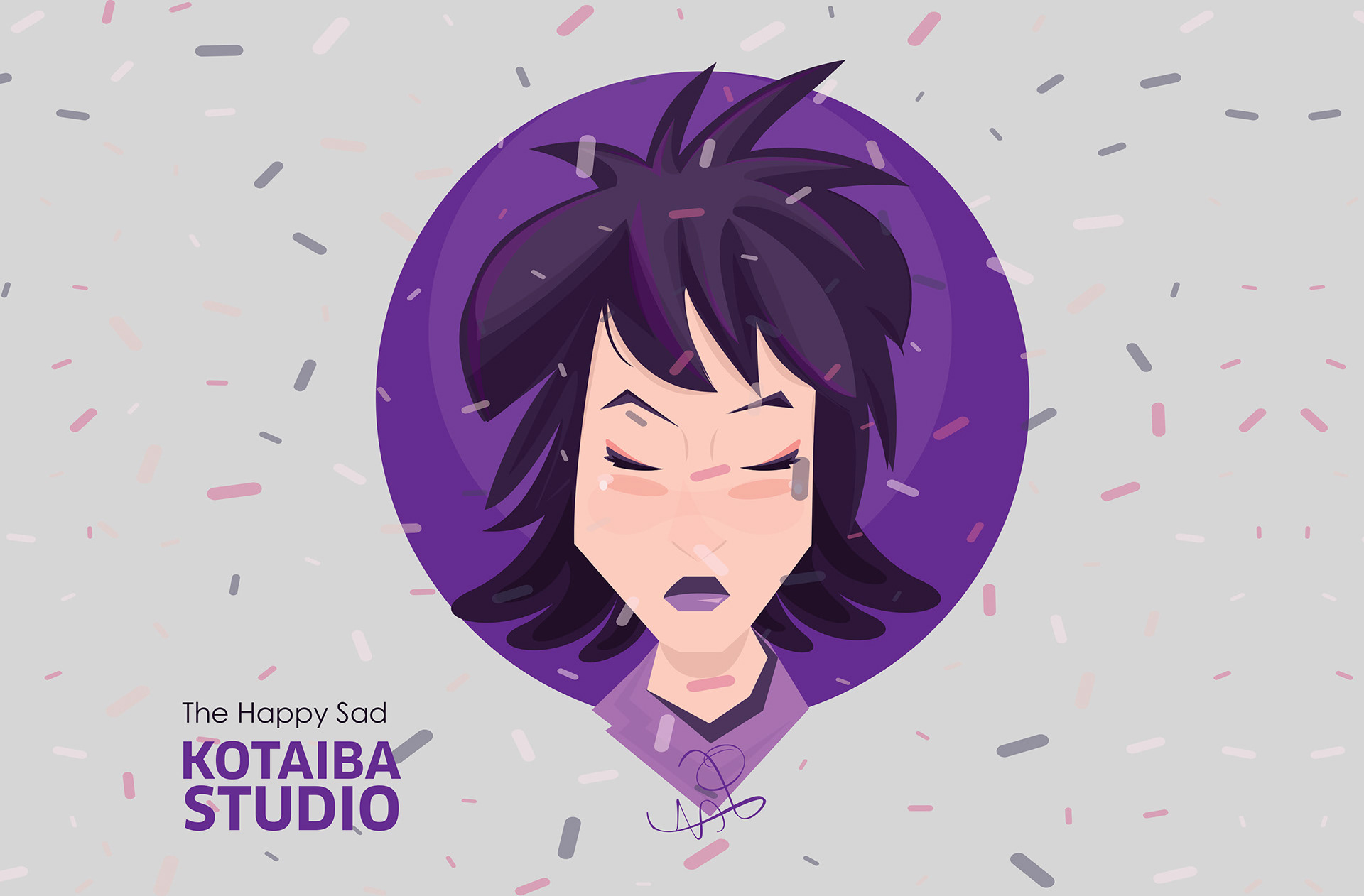 Emotional artwork illustration showing happiness and sadness in contemporary art
