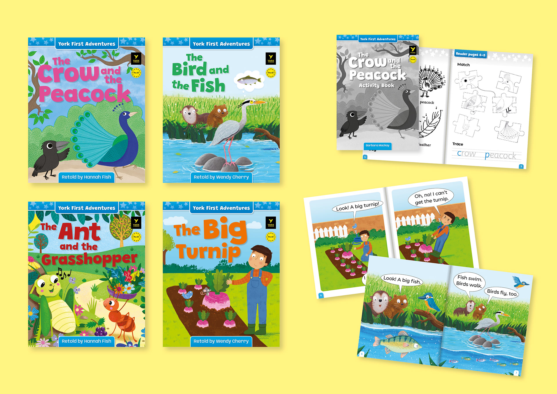 Design, artwork commissioning and layout of readers and activity books for 'York First Adventures', published by York Press.
