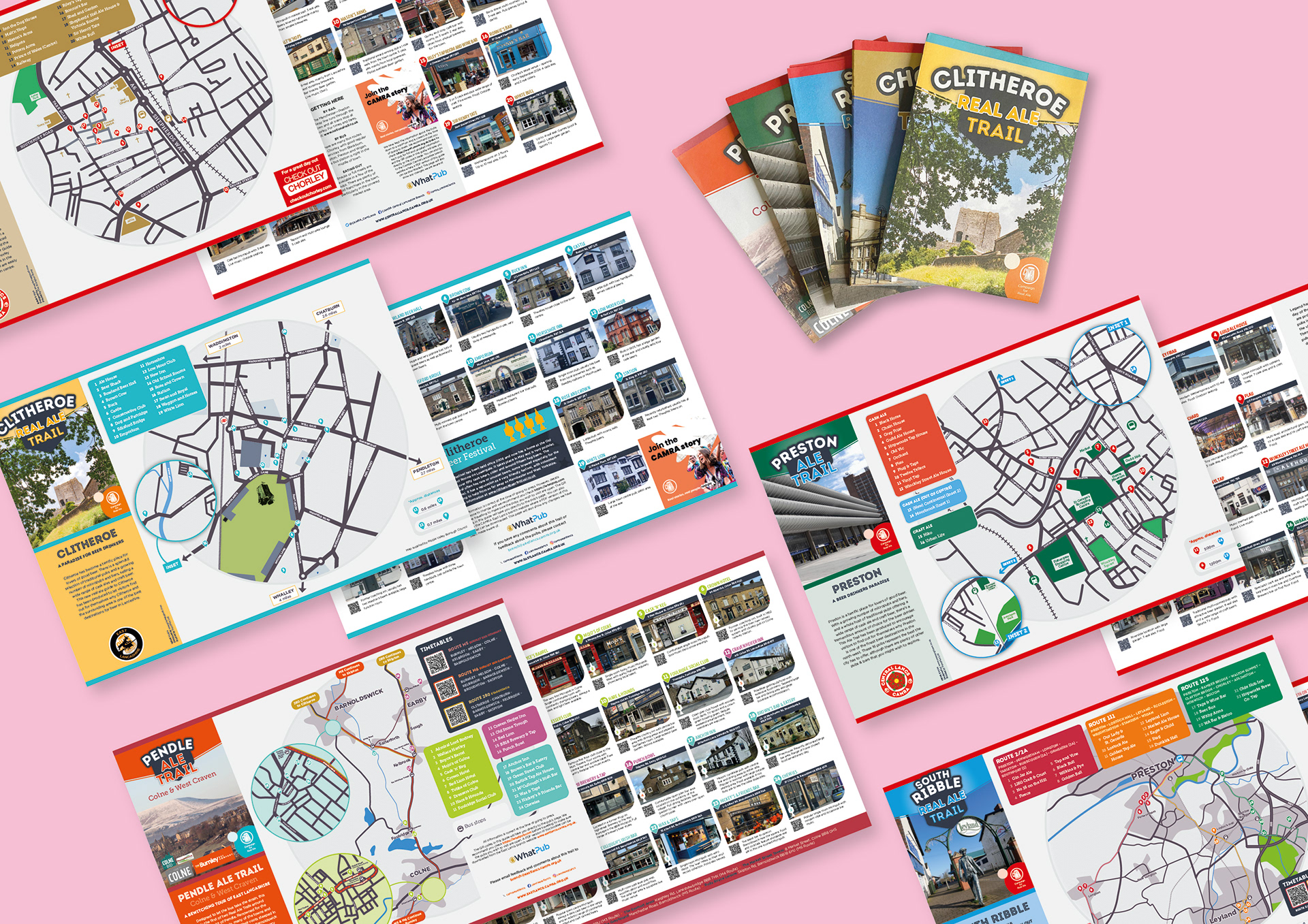 Design and layout for a series of 'Ale Trail' maps.