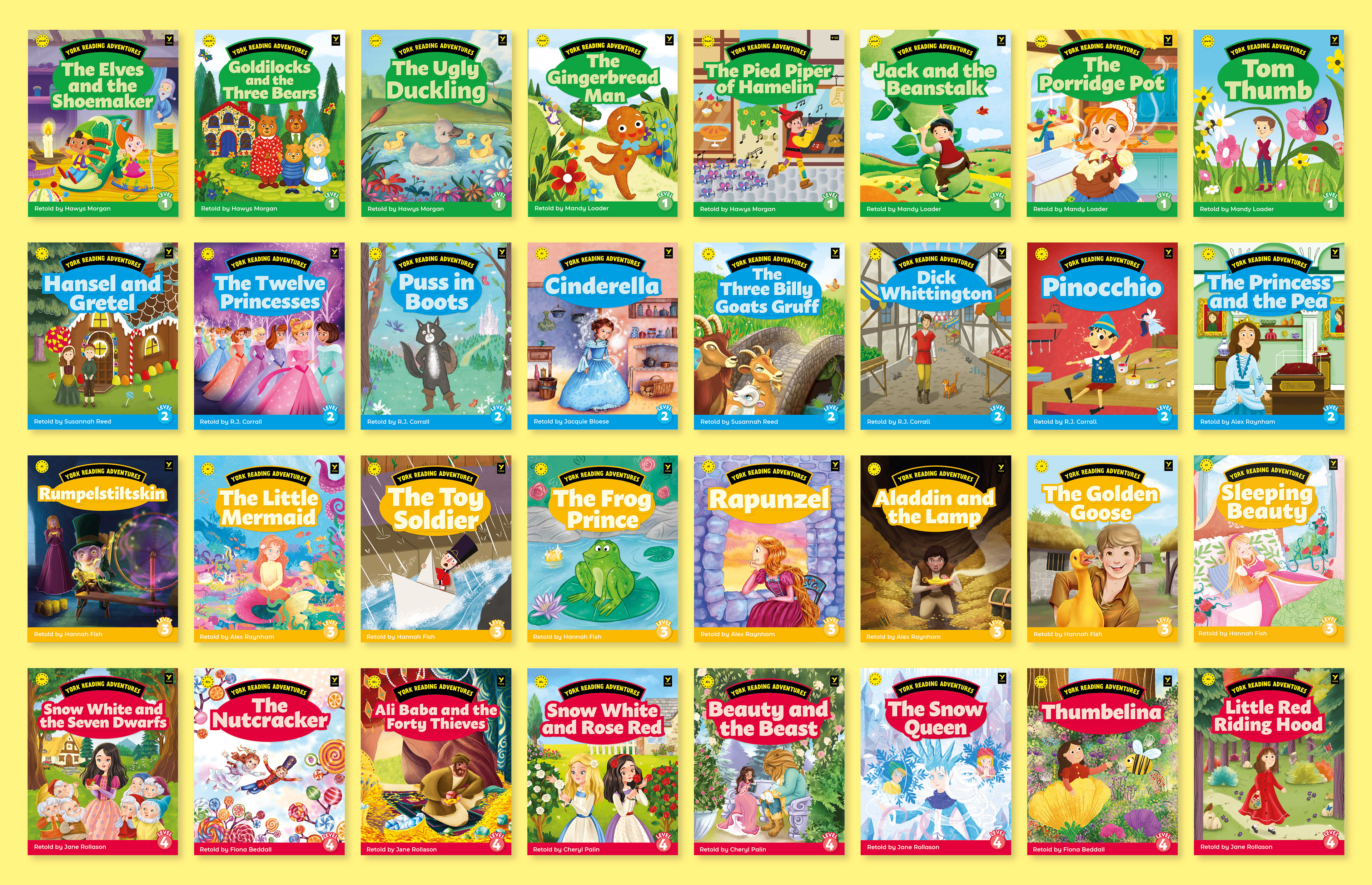 Branding, design, layout and artwork commissioning for York Reading Adventures - a series of graded readers and activity books for York Press.