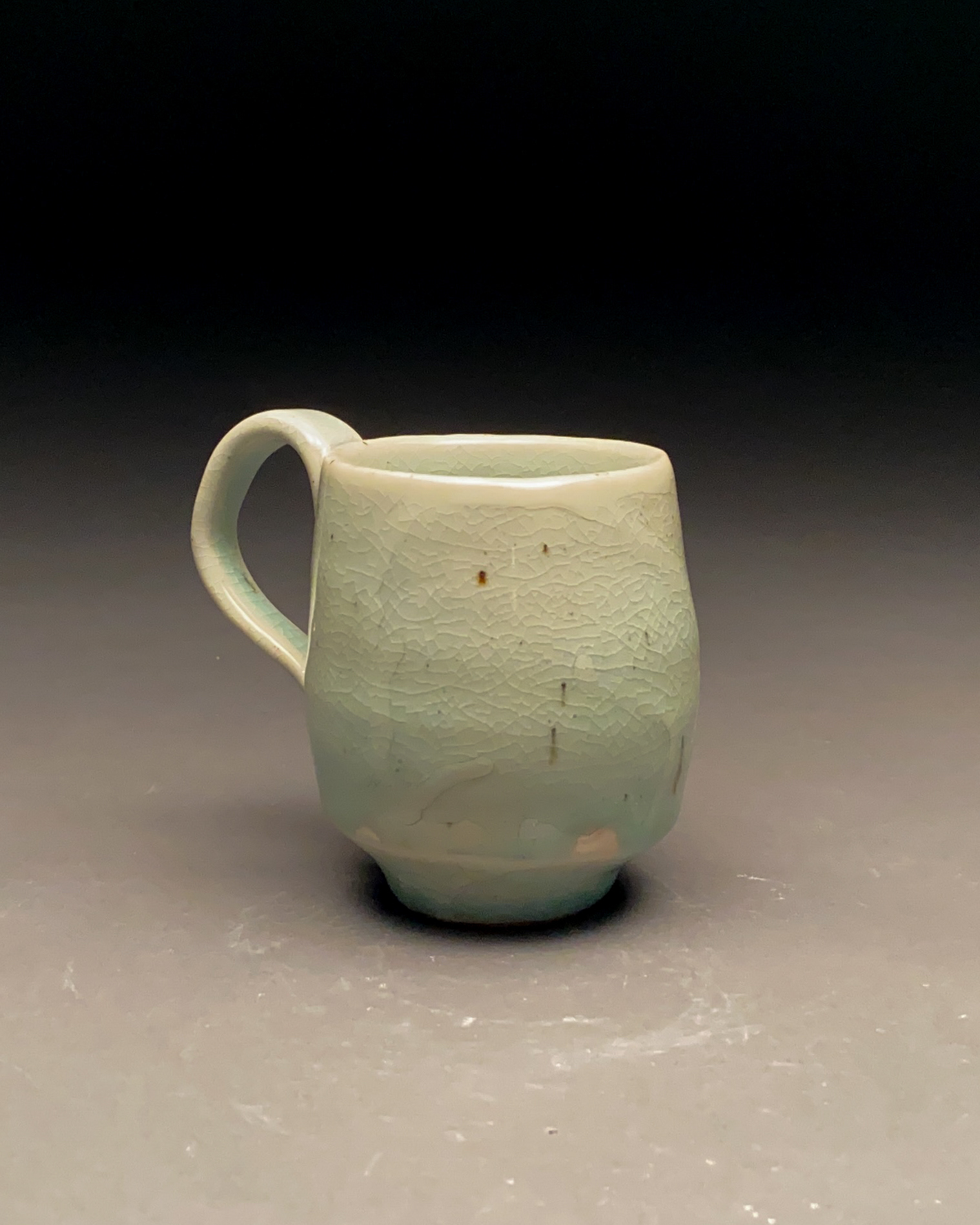 Chun Blue on White Crackle Thrown Mug