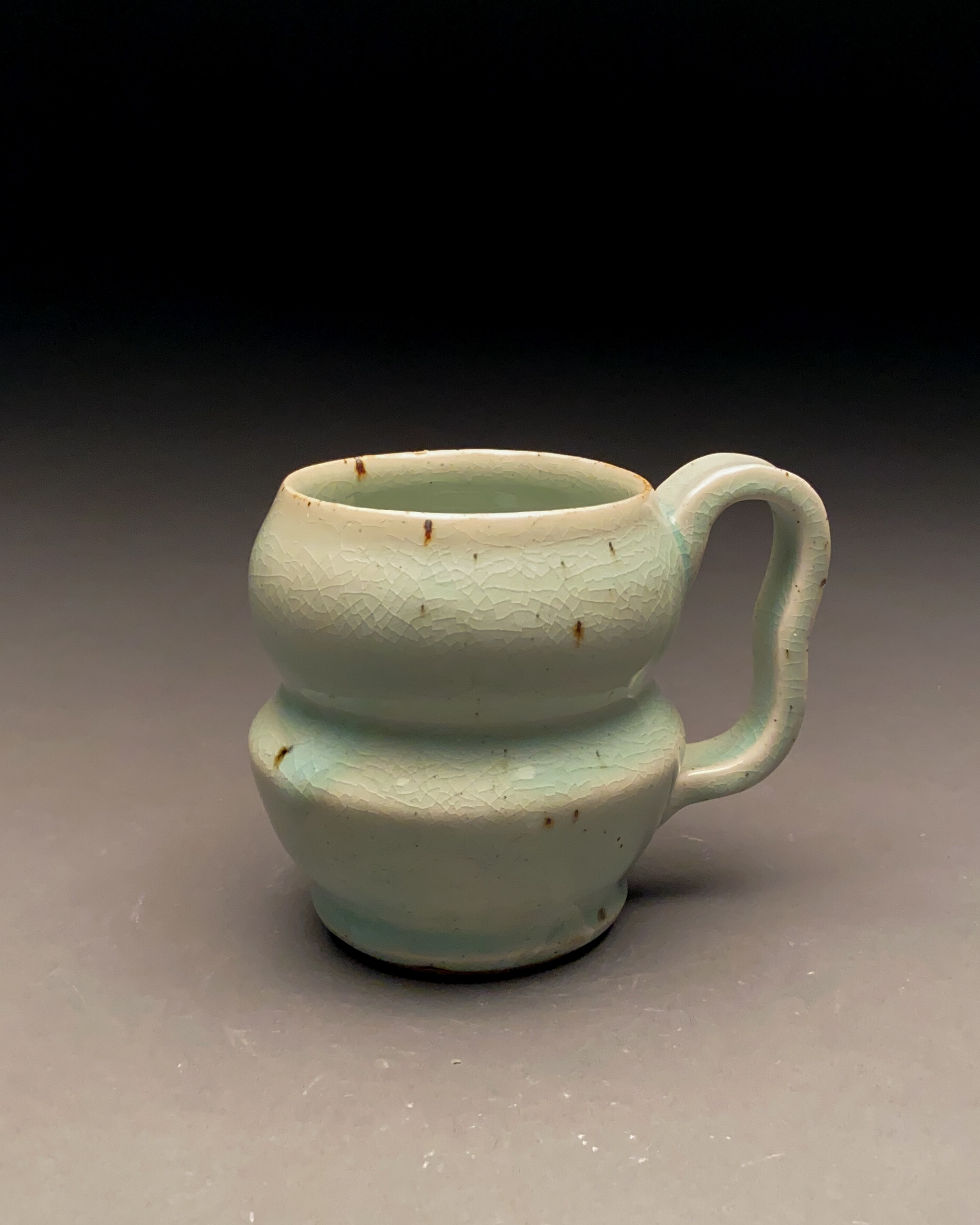 Chun Blue on White Crackle Thrown Mug