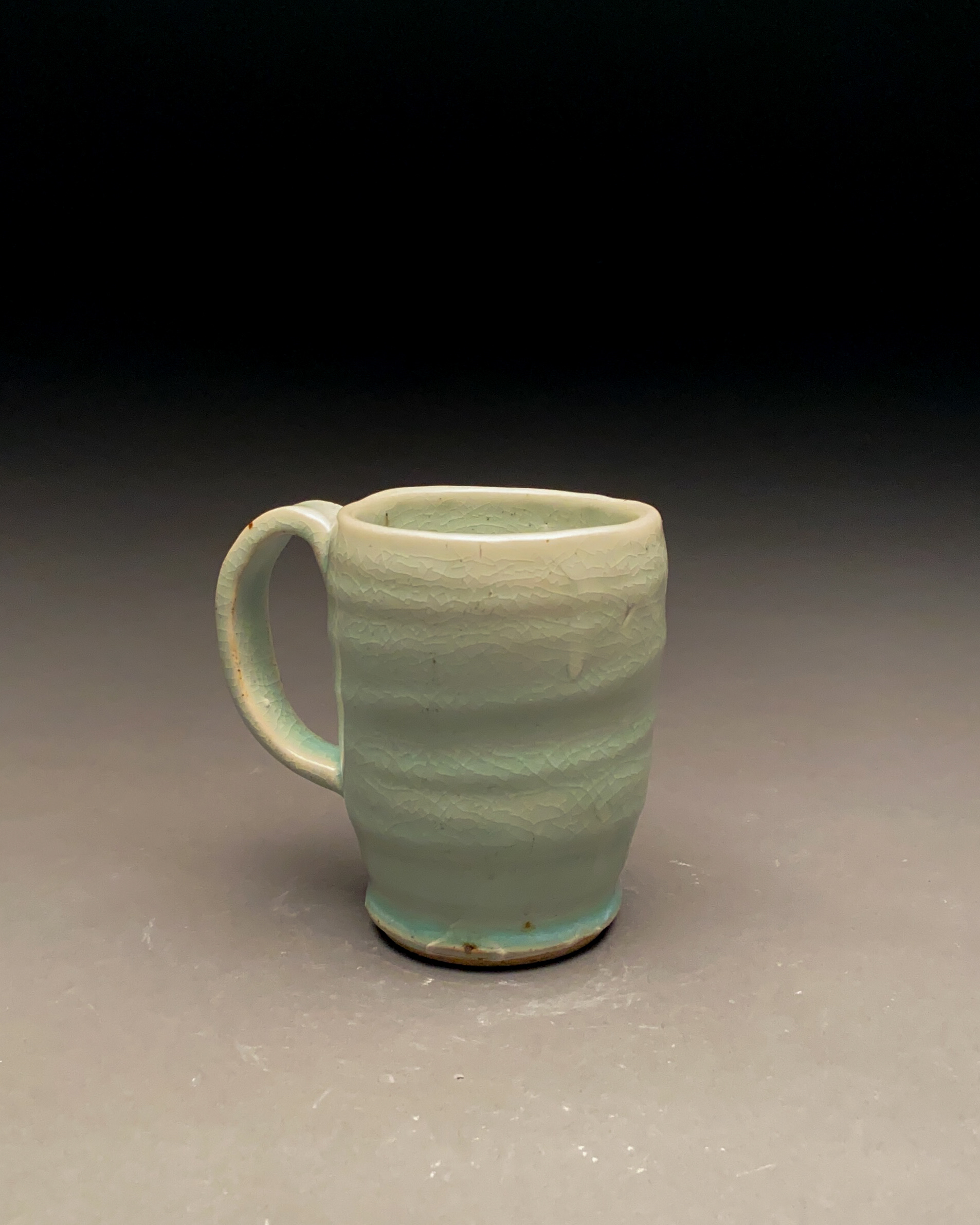 Chun Blue on White Crackle Thrown Mug
