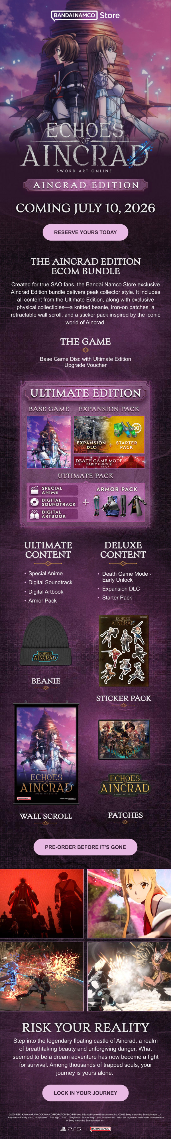 Sword Art Online Echoes of Aincrad email design