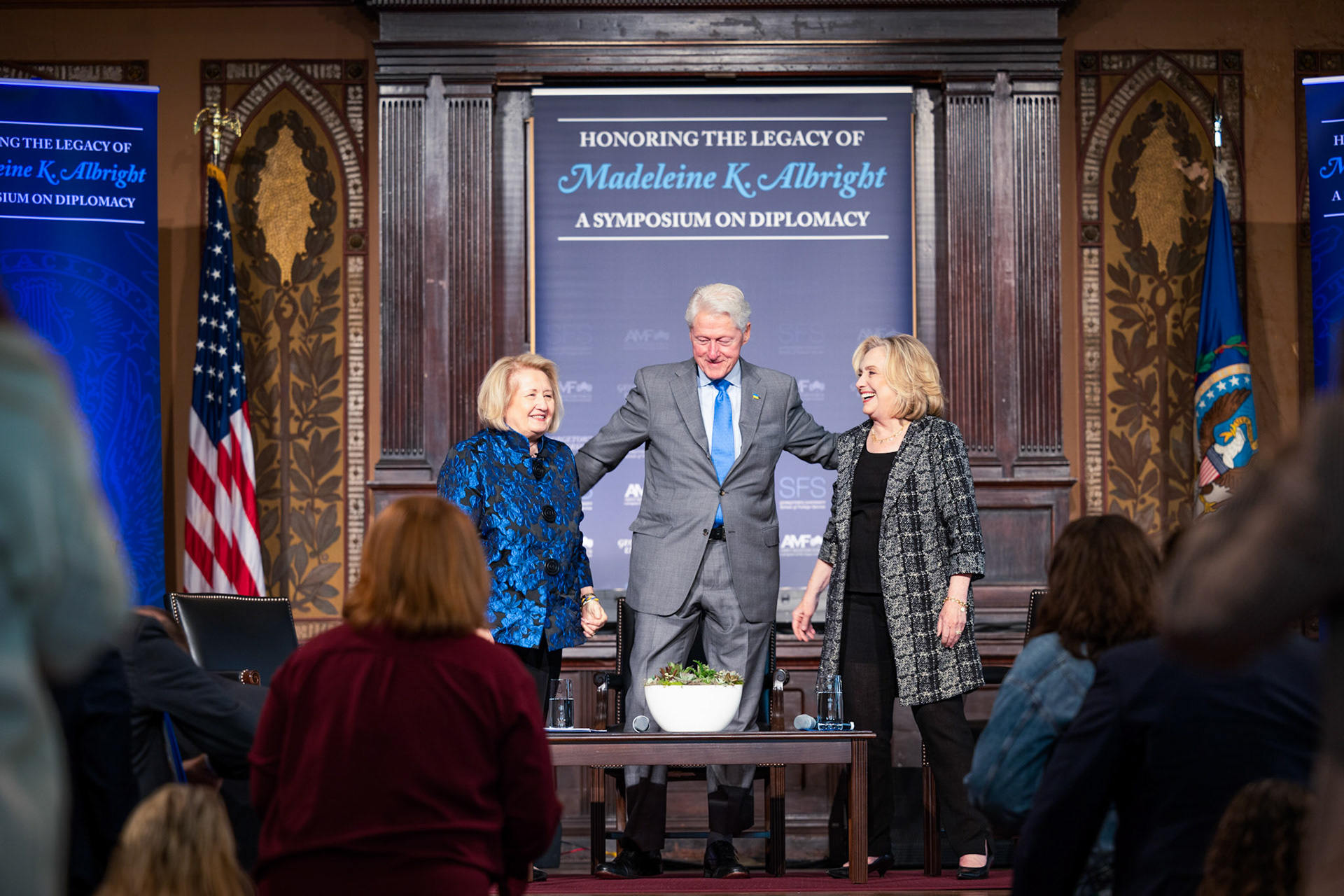 Former President of the United States Bill Clinton and former Secretary of State Hillary Clinton addressed Georgetown University in Gaston Hall as part of an event honoring the legacy of former Secratary of State Madeleine Albright. Taken as part of my job with Georgetown University School of Forein Service's communications office.