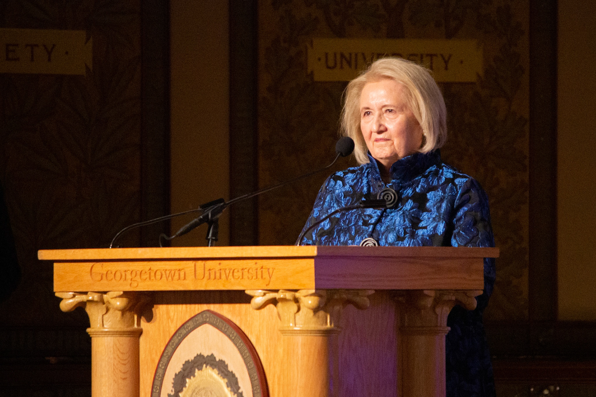 Hillary Clinton visited Georgetown University to award six women who had made contributions towards women's rights. The ceremony took place in the historic Gaston Hall. Taken as part of my job at the Georgetown University School of Foreign Service's communications office.