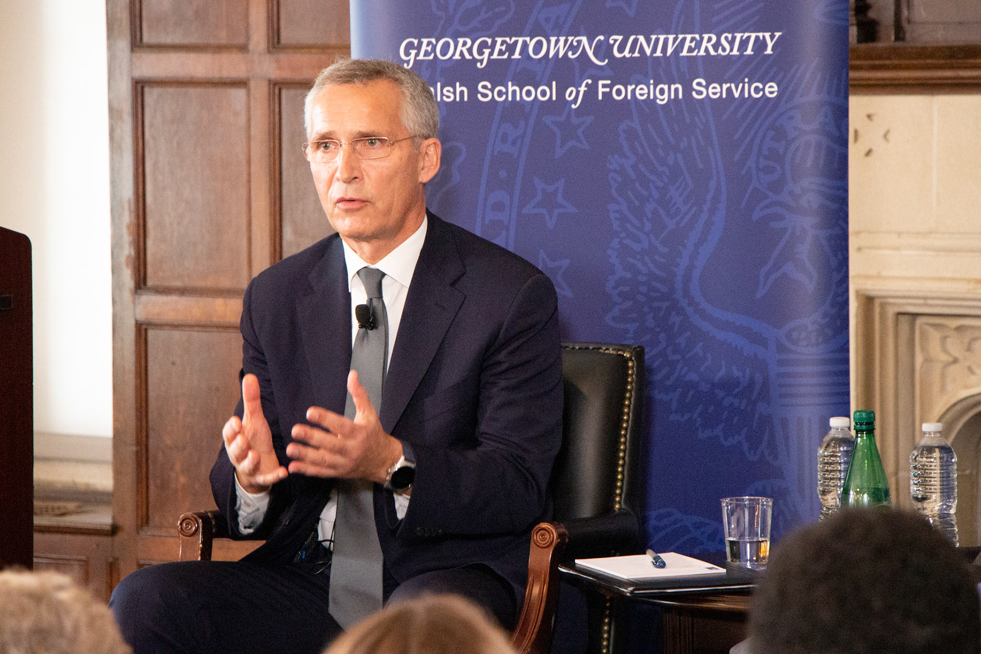 NATO Secretary-General Jens Stoltenberg visiting Georgetown University. Created as part of my job at the Georgetown University School of Foreign Service's communications office.