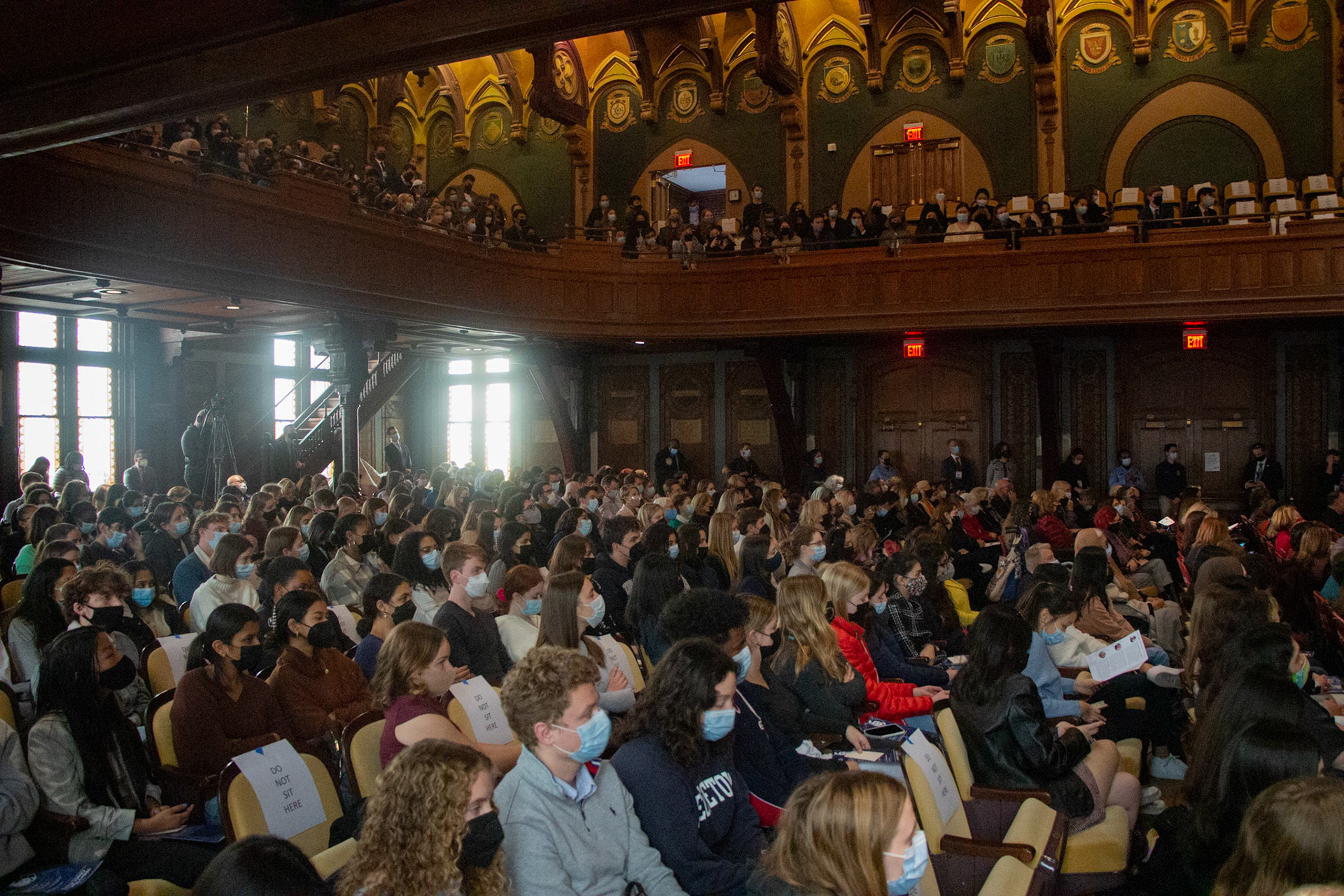 Hillary Clinton visited Georgetown University to award six women who had made contributions towards women's rights. The ceremony took place in the historic Gaston Hall. Taken as part of my job at the Georgetown University School of Foreign Service's communications office.