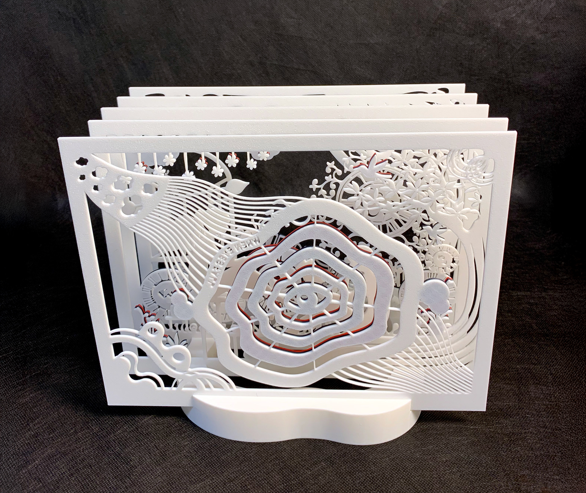 Hidden Hours–White (3D-Printed Tunnel Book, 2025)