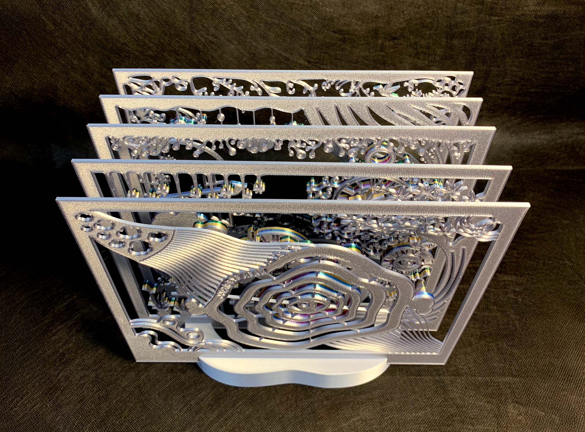 Hidden Hours–Silver (3D-Printed Tunnel Book, 2025)