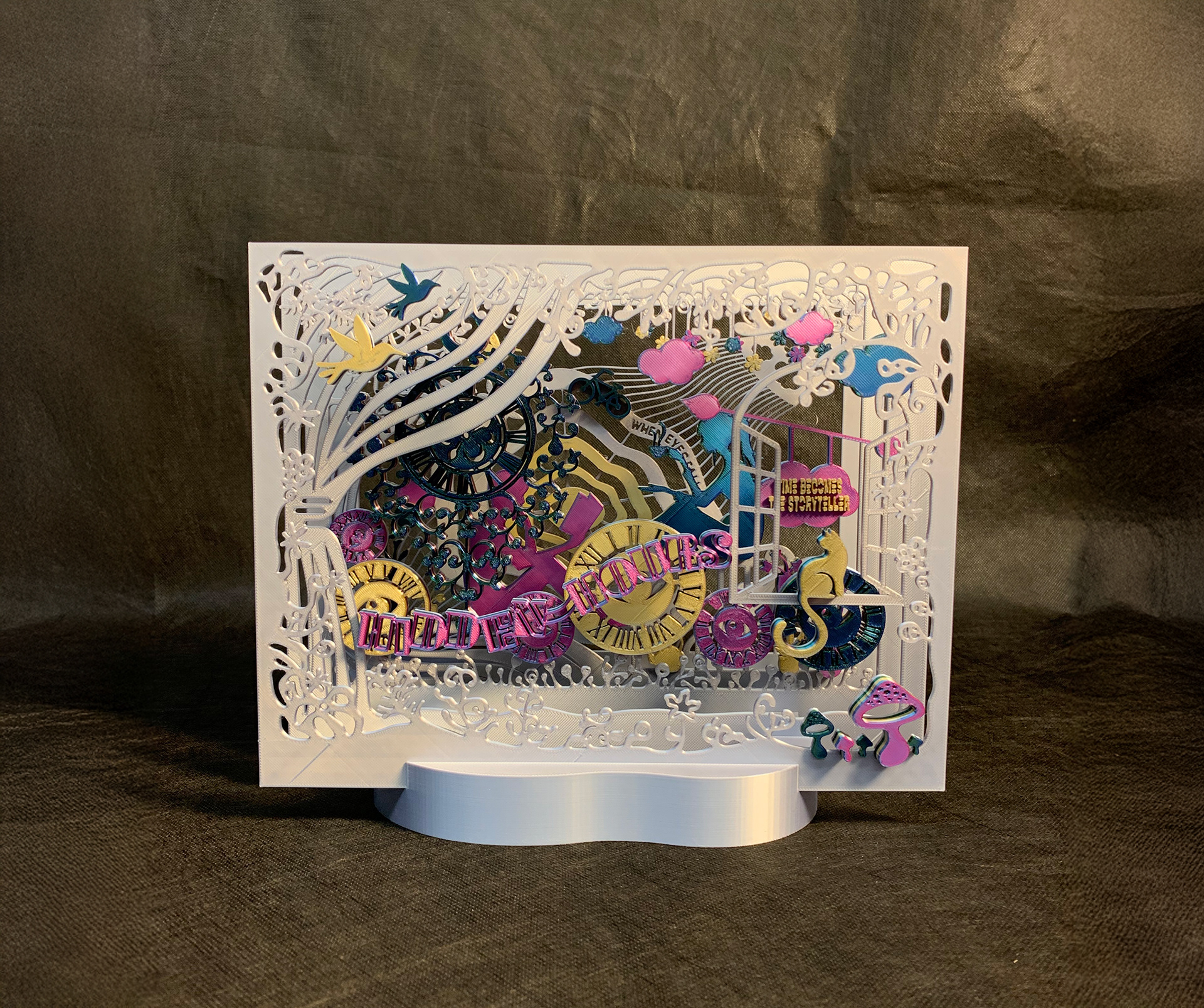 Hidden Hours–Silver (3D-Printed Tunnel Book, 2025)