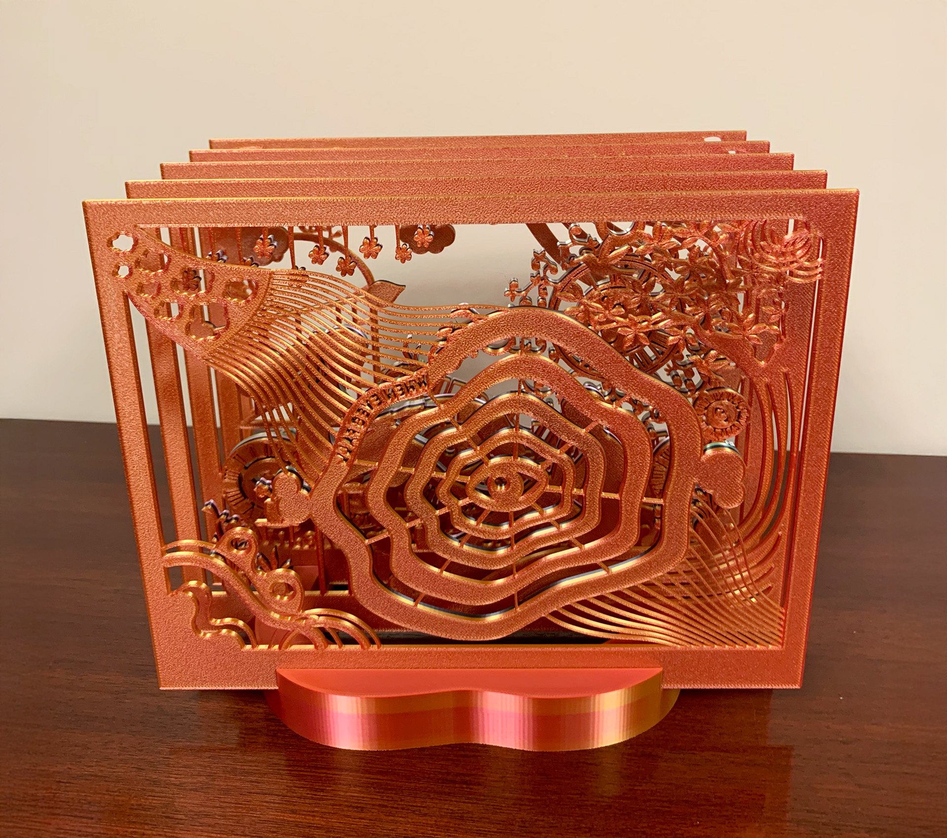 Hidden Hours–Orange (3D-Printed Tunnel Book, 2025)