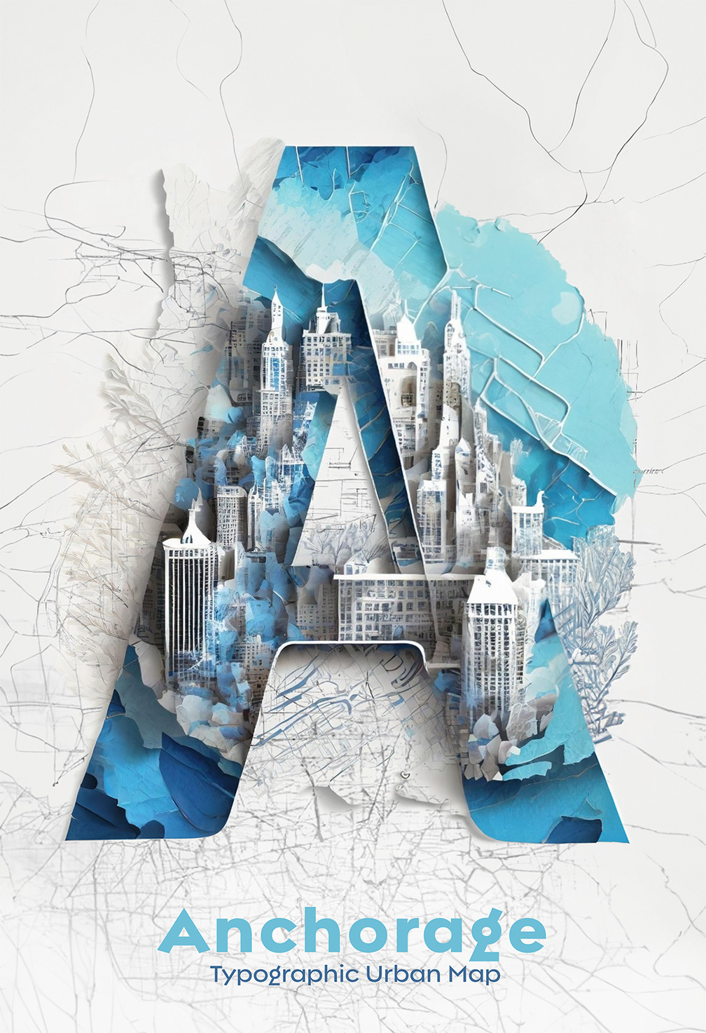 Typographic Urban Map A 2024: Anchorage