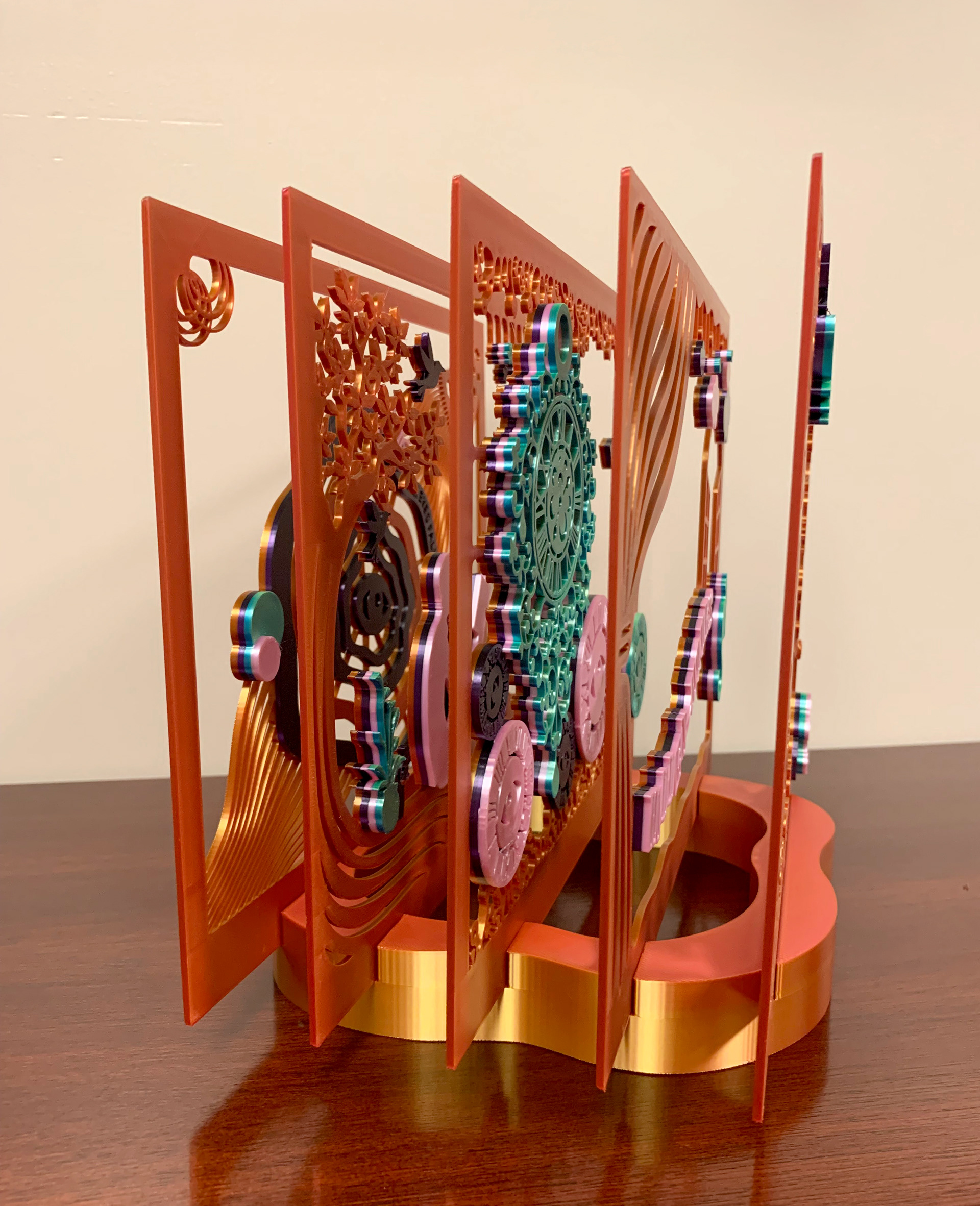 Hidden Hours–Orange (3D-Printed Tunnel Book, 2025)