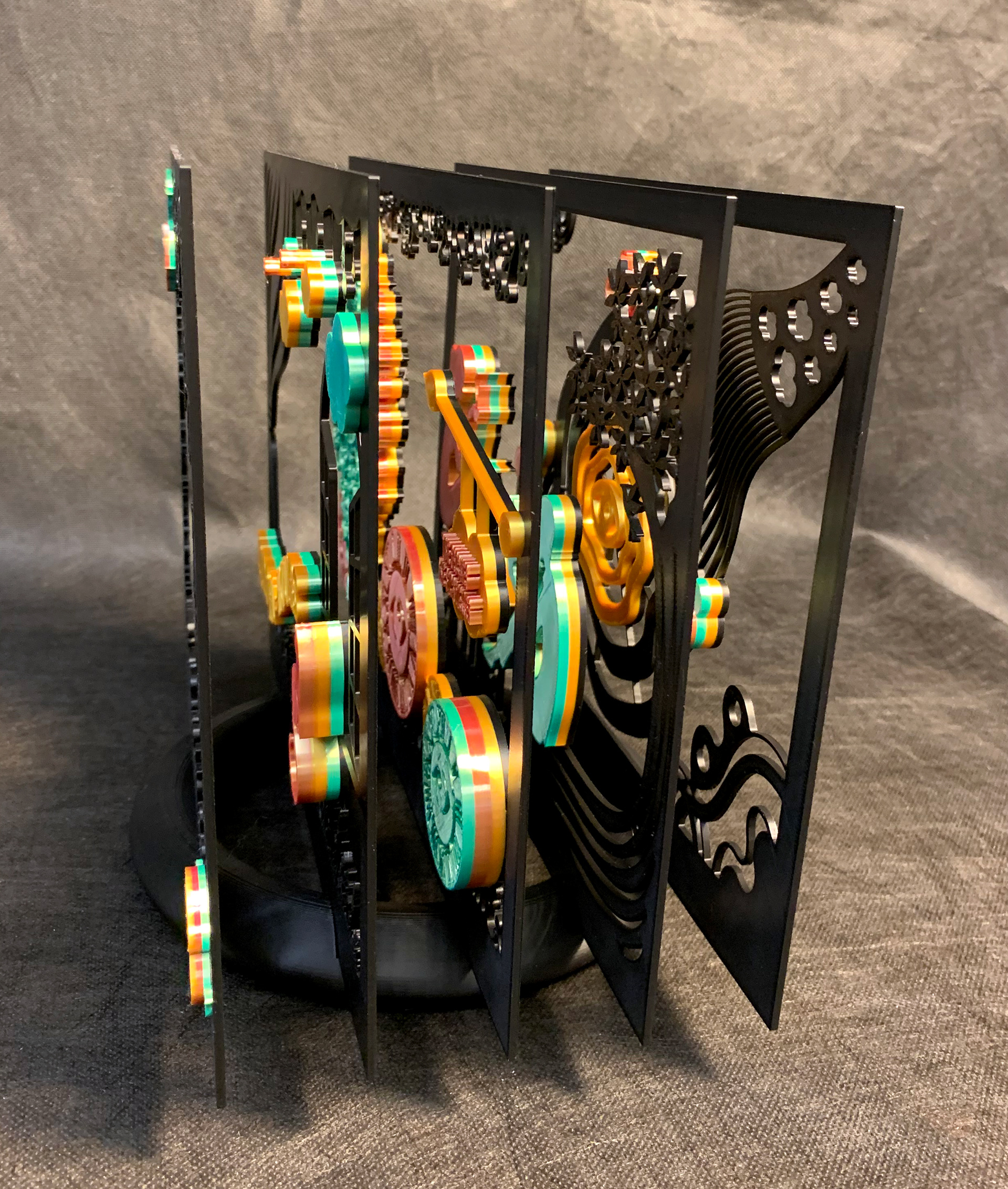 Hidden Hours–Black (3D-Printed Tunnel Book, 2025)