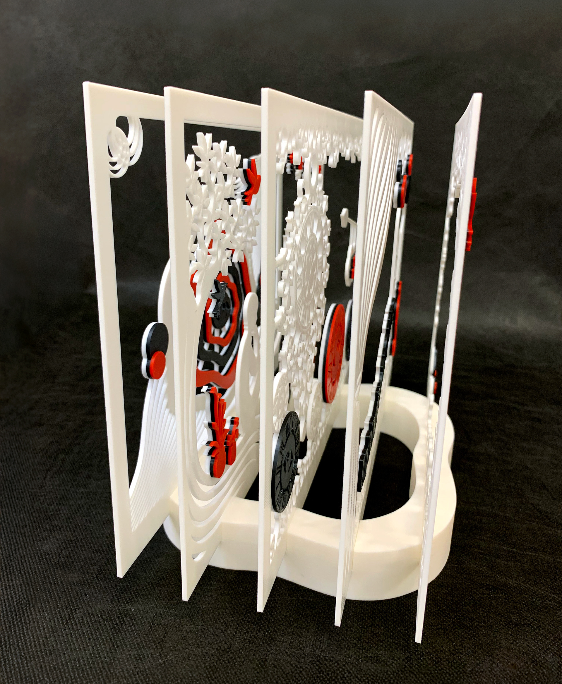 Hidden Hours–White (3D-Printed Tunnel Book, 2025)