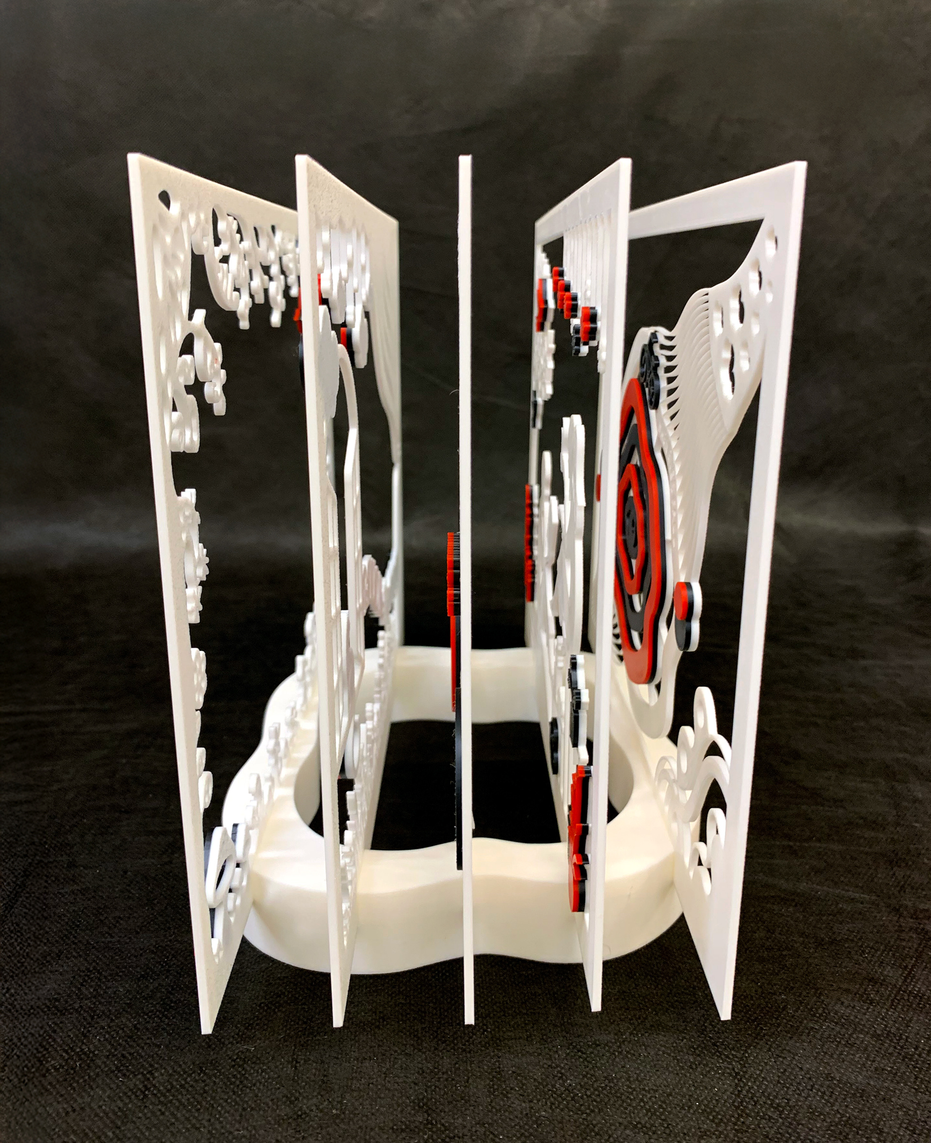 Hidden Hours–White (3D-Printed Tunnel Book, 2025)