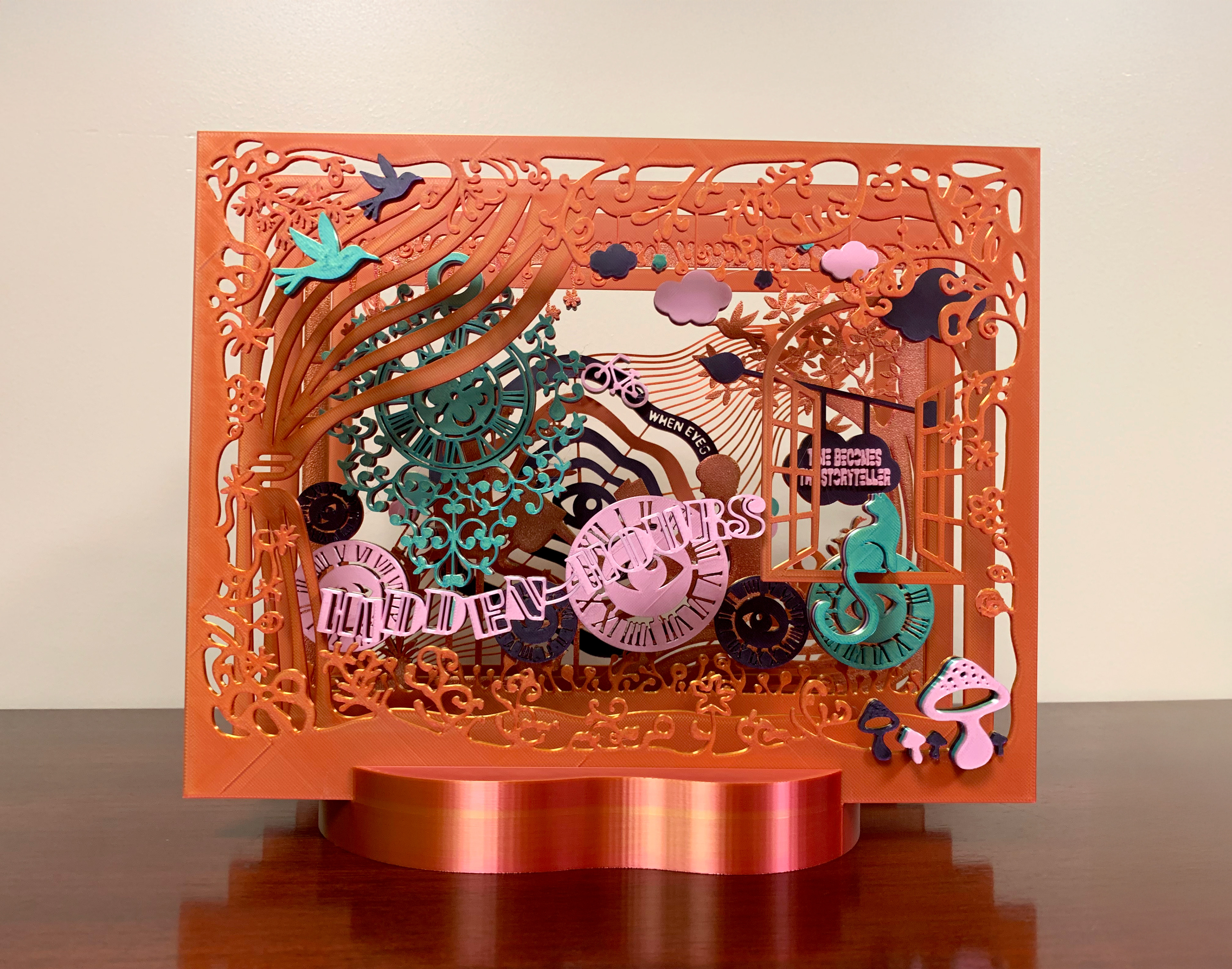 Hidden Hours–Orange (3D-Printed Tunnel Book, 2025)